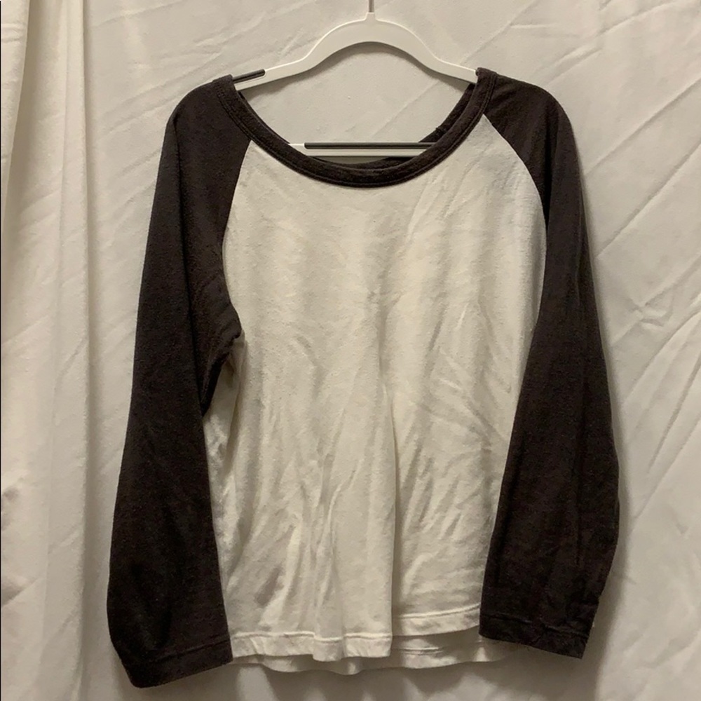 Brandy Melville t-shirt , white and grey sleeves.